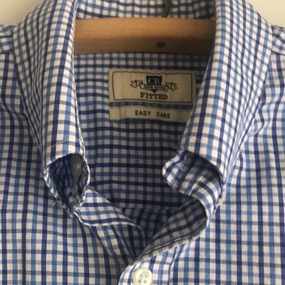 Club room men's button down shirt plaid dress fitted easy care 15 - Picture 3 of 12